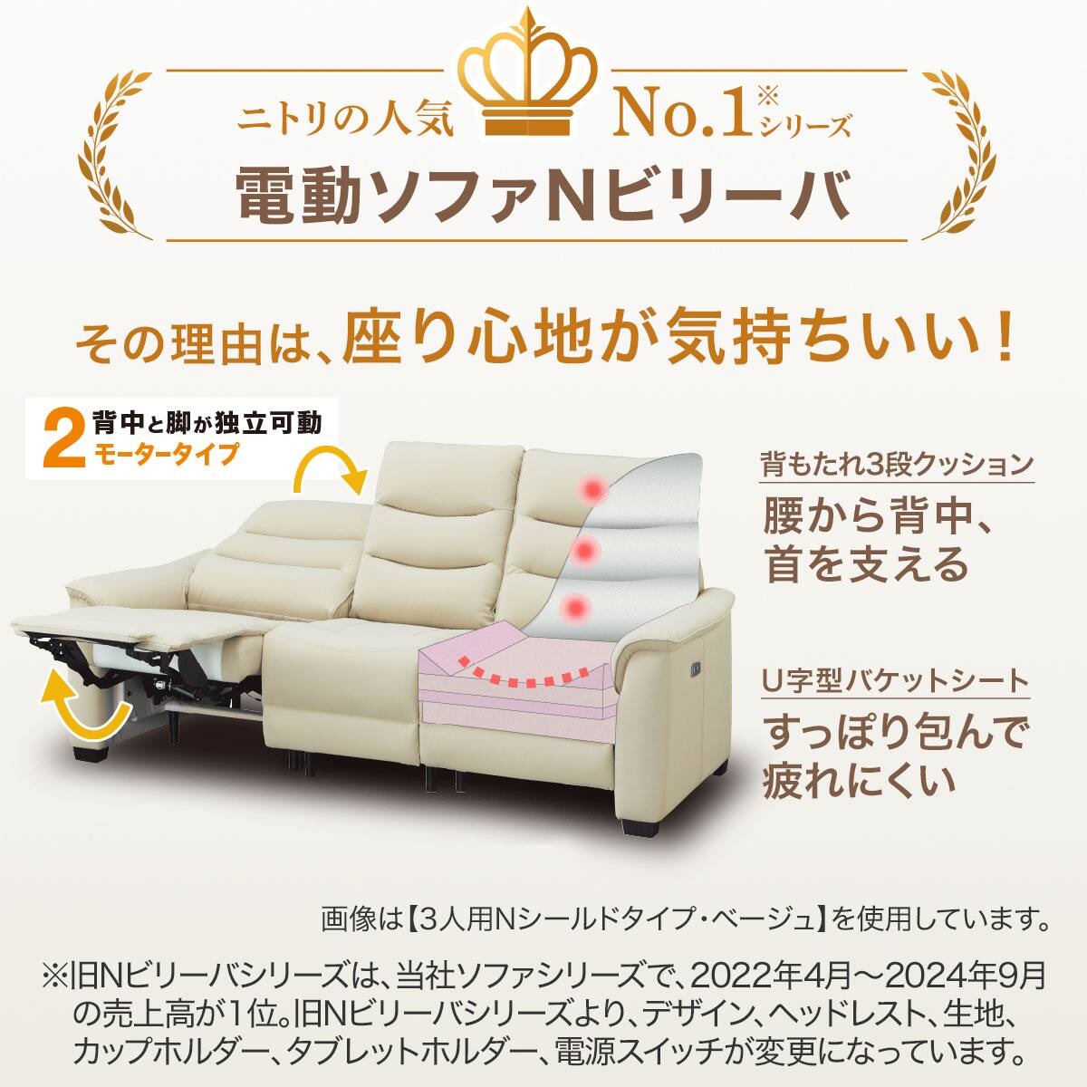 2モーター】1人掛け電動リクライニングソファ 布張りタイプ(Nビリーバ3