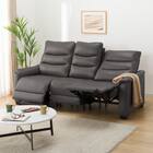 【2モーター】3人掛け電動リクライニングソファ テーブル付き 厚革(一部合成皮革)タイプ (Nビリーバ3 DGY) 11枚目画像