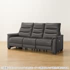 【2モーター】3人掛け電動リクライニングソファ テーブル付き 厚革(一部合成皮革)タイプ (Nビリーバ3 DGY) 13枚目画像