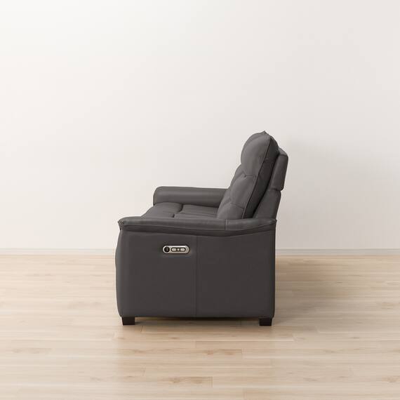 【2モーター】3人掛け電動リクライニングソファ テーブル付き 厚革(一部合成皮革)タイプ (Nビリーバ3 DGY) 14枚目画像