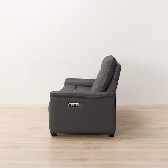 【2モーター】3人掛け電動リクライニングソファ テーブル付き 厚革(一部合成皮革)タイプ (Nビリーバ3 DGY) 14枚目画像