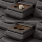 【2モーター】3人掛け電動リクライニングソファ テーブル付き 厚革(一部合成皮革)タイプ (Nビリーバ3 DGY) 18枚目画像