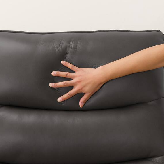 【2モーター】3人掛け電動リクライニングソファ テーブル付き 厚革(一部合成皮革)タイプ (Nビリーバ3 DGY) 19枚目画像