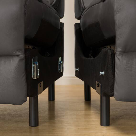 【2モーター】3人掛け電動リクライニングソファ テーブル付き 厚革(一部合成皮革)タイプ (Nビリーバ3 DGY) 22枚目画像