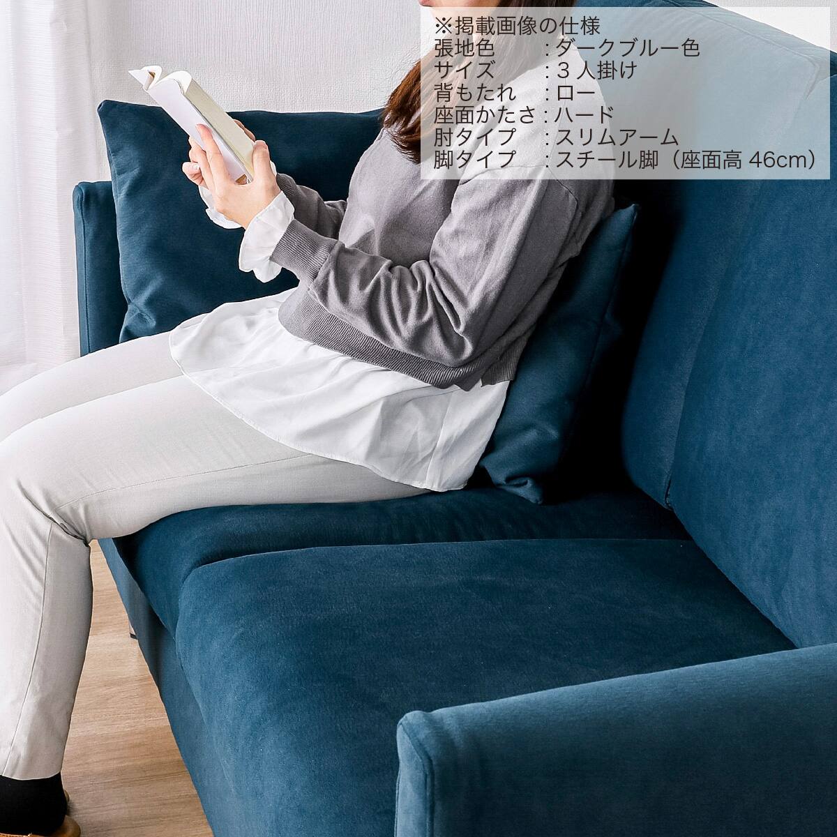 3人掛けソファ 布張りタイプ(SS01 L/H/SA/STL B-DBL)【島忠ホームズ