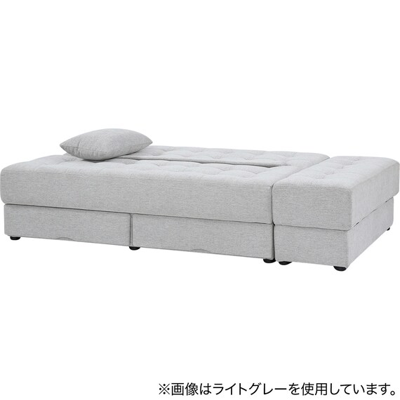ソファベッド ボルスター付き + スツールセット 布張りタイプ (DJ14 2Pソファ/収納付きスツール NV) 3枚目画像