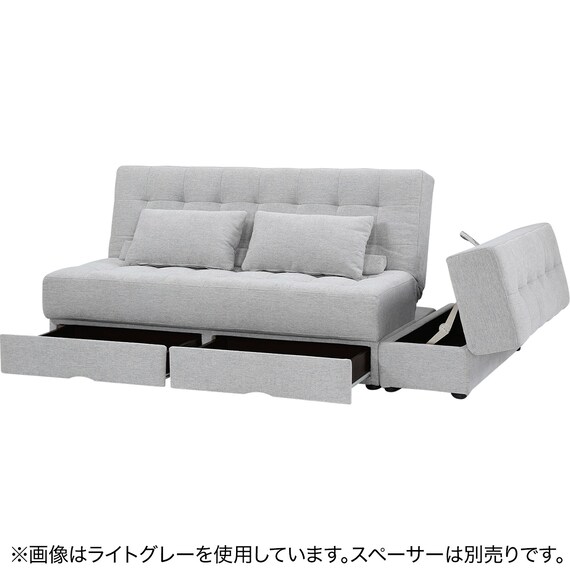 ソファベッド ボルスター付き + スツールセット 布張りタイプ (DJ14 2Pソファ/収納付きスツール NV) 7枚目画像