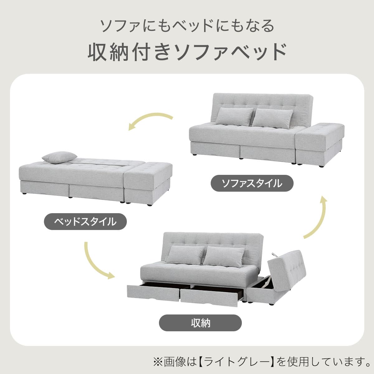 ソファベッド ボルスター付き + スツールセット 布張りタイプ (DJ14 2P