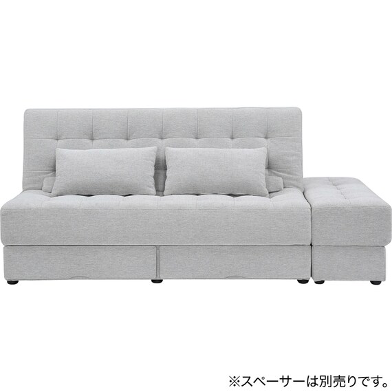 ソファベッド ボルスター付き + スツールセット 布張りタイプ  (DJ14 2Pソファ/収納付きスツール LGY) 2枚目画像