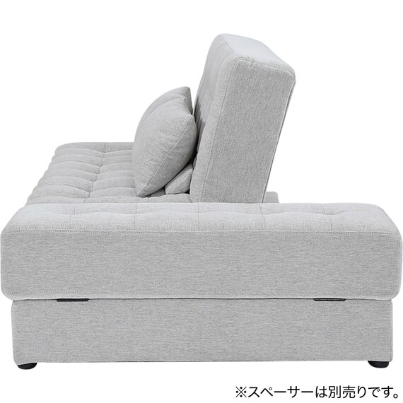 ソファベッド ボルスター付き + スツールセット 布張りタイプ  (DJ14 2Pソファ/収納付きスツール LGY) 5枚目画像