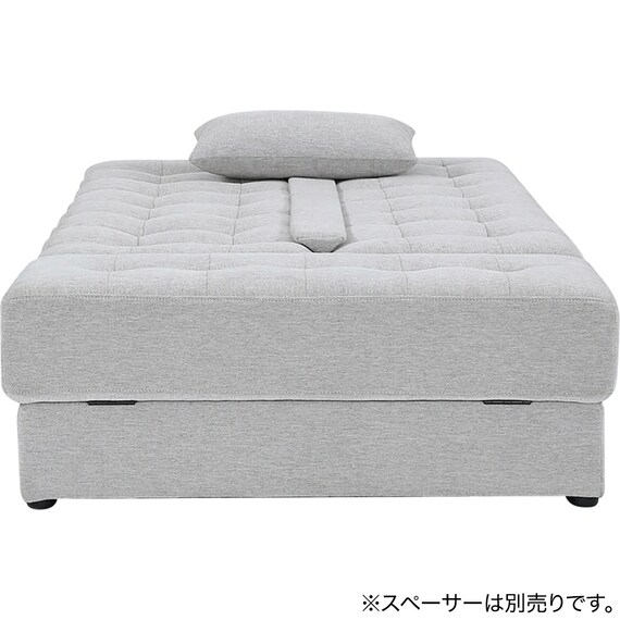 ソファベッド ボルスター付き + スツールセット 布張りタイプ  (DJ14 2Pソファ/収納付きスツール LGY) 6枚目画像