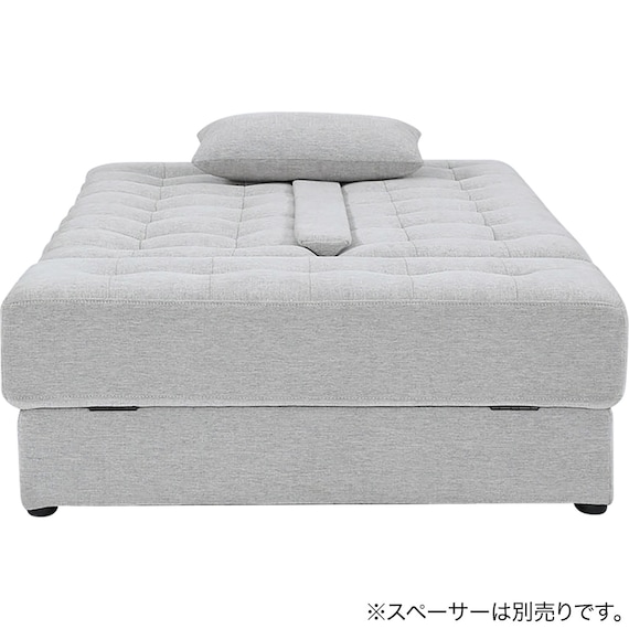 ソファベッド ボルスター付き + スツールセット 布張りタイプ (DJ14 2Pソファ/収納付きスツール LGY) 6枚目画像