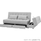 ソファベッド ボルスター付き + スツールセット 布張りタイプ (DJ14 2Pソファ/収納付きスツール LGY) 7枚目画像