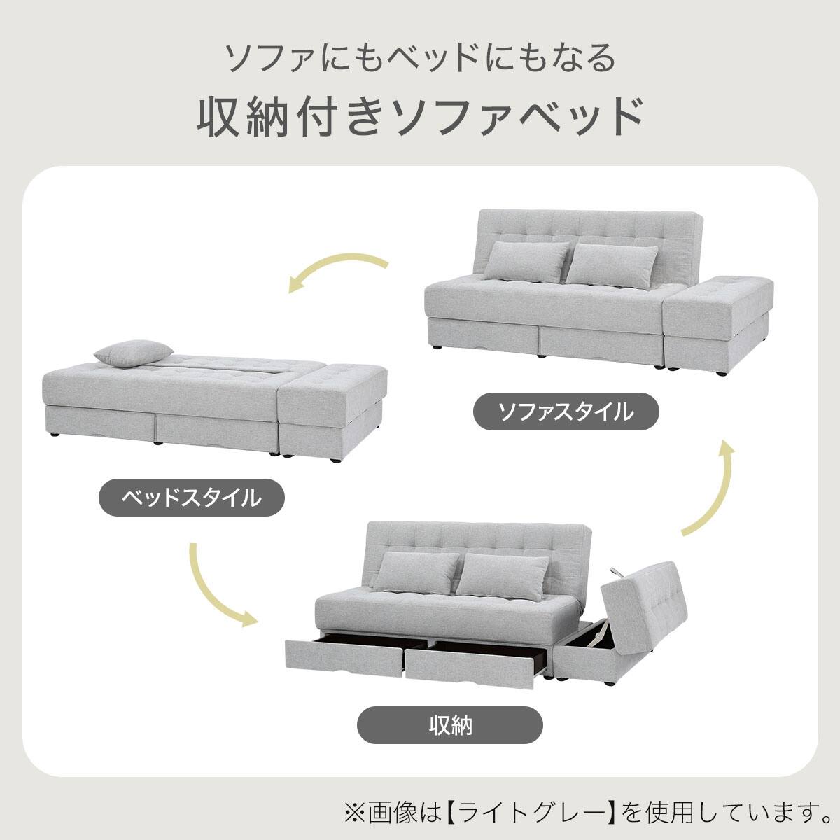 ソファベッド ボルスター付き + スツールセット 布張りタイプ (DJ14 2P
