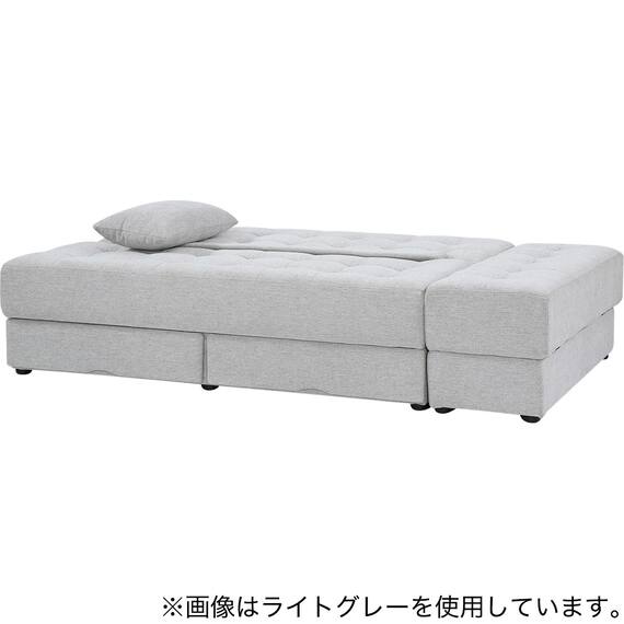 収納付きソファベッドセット 布張りタイプ (DJ14 ポルスタ付き DGY) 3枚目画像
