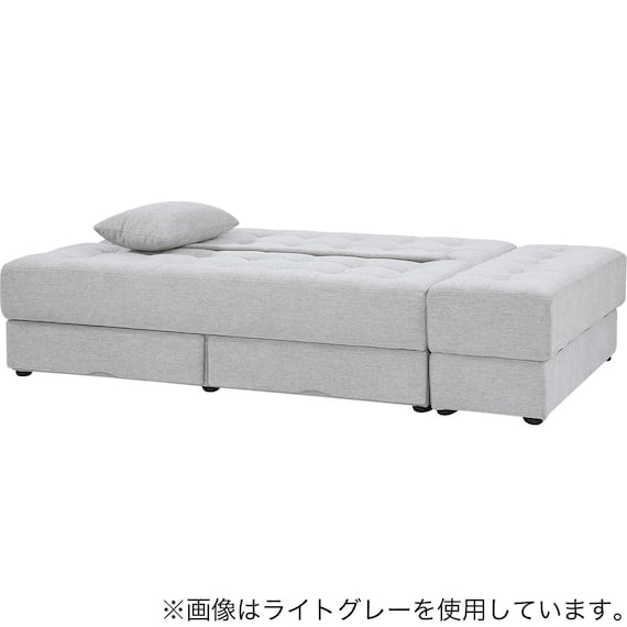収納付きソファベッドセット 布張りタイプ (DJ14 ポルスタ付き DGY) 3枚目画像