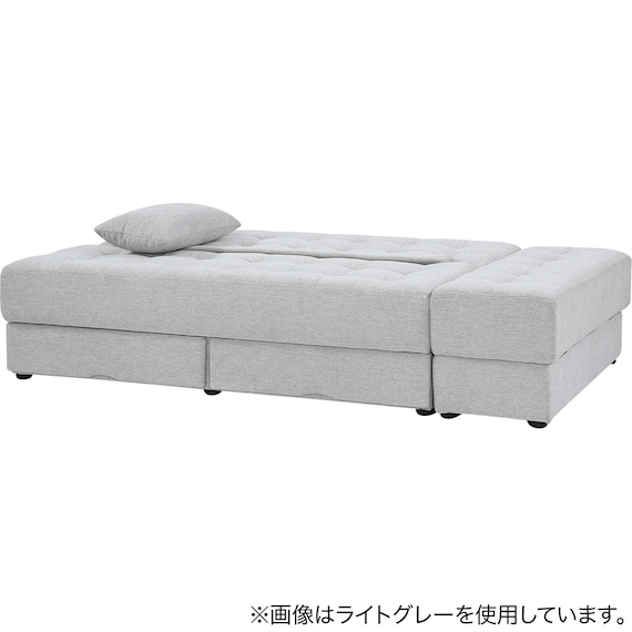 ソファベッド ボルスター付き + スツールセット 布張りタイプ (DJ14 2Pソファ/収納付きスツール DGY) 7枚目画像