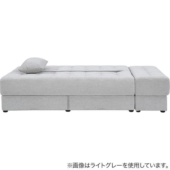 ソファベッド ボルスター付き + スツールセット 布張りタイプ (DJ14 2Pソファ/収納付きスツール DGY) 8枚目画像