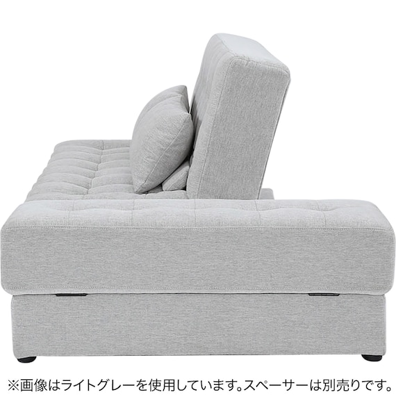 ソファベッド ボルスター付き + スツールセット 布張りタイプ (DJ14 2Pソファ/収納付きスツール DGY) 9枚目画像