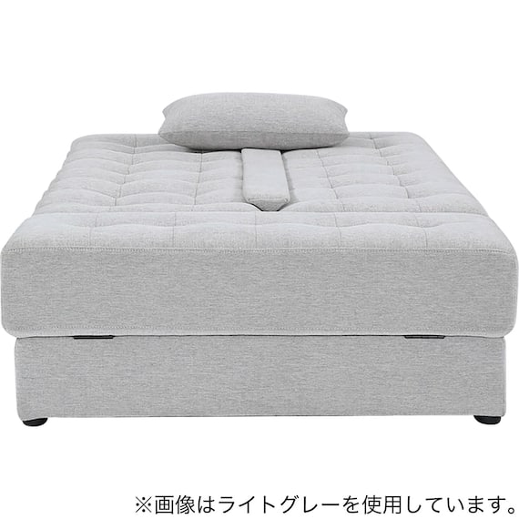 収納付きソファベッドセット 布張りタイプ (DJ14 ポルスタ付き DGY) 6枚目画像