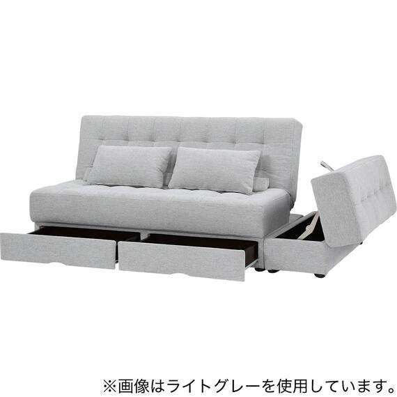 収納付きソファベッドセット 布張りタイプ (DJ14 ポルスタ付き DGY) 7枚目画像