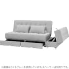 ソファベッド ボルスター付き + スツールセット 布張りタイプ (DJ14 2Pソファ/収納付きスツール DGY) 11枚目画像