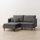 2人掛け 布・本革リバーシブルカウチソファ (ES01 GY) 1枚目画像