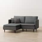 2人掛け 布・本革リバーシブルカウチソファ (ES01 GY) 2枚目画像