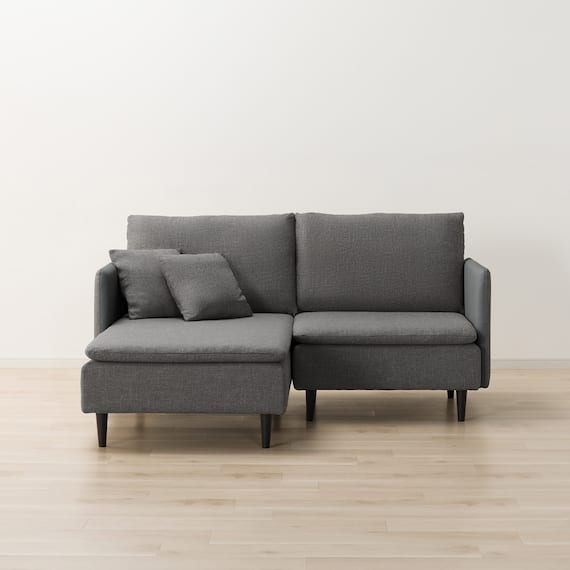 2人掛け 布・本革リバーシブルカウチソファ (ES01 GY) 4枚目画像