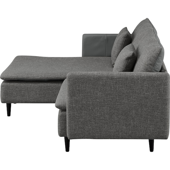 2人掛け 布・本革リバーシブルカウチソファ (ES01 GY) 6枚目画像