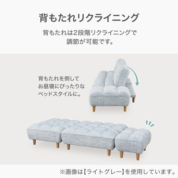 3人掛けソファベッド 布張りタイプ (BH01 DGY) 3枚目画像