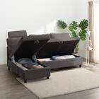 収納タイプ カウチソファ 布張りタイプ + ヘッドレスト1個セット (ノアーク3 右カウチ DGY) 2枚目画像