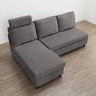 収納タイプ カウチソファ 布張りタイプ + ヘッドレスト1個セット (ノアーク3 右カウチ DGY) 3枚目画像