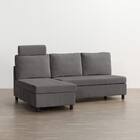 収納タイプ カウチソファ 布張りタイプ + ヘッドレスト1個セット (ノアーク3 右カウチ DGY) 4枚目画像