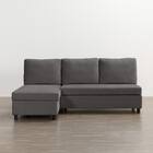 収納タイプ カウチソファ 布張りタイプ + ヘッドレスト1個セット (ノアーク3 右カウチ DGY) 5枚目画像