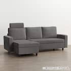 収納タイプ カウチソファ 布張りタイプ + ヘッドレスト1個セット (ノアーク3 右カウチ DGY) 8枚目画像