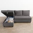 収納タイプ カウチソファ 布張りタイプ + ヘッドレスト1個セット (ノアーク3 右カウチ DGY) 9枚目画像