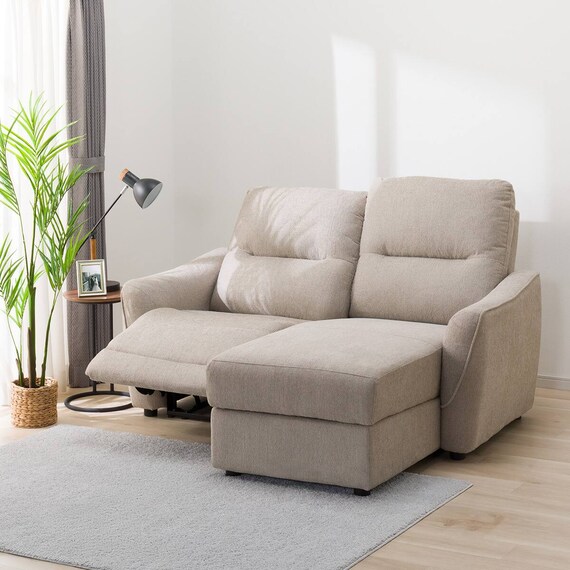 2人掛け電動リクライニングソファ 布張りタイプ(HE02N 左カウチ MO) 1枚目画像