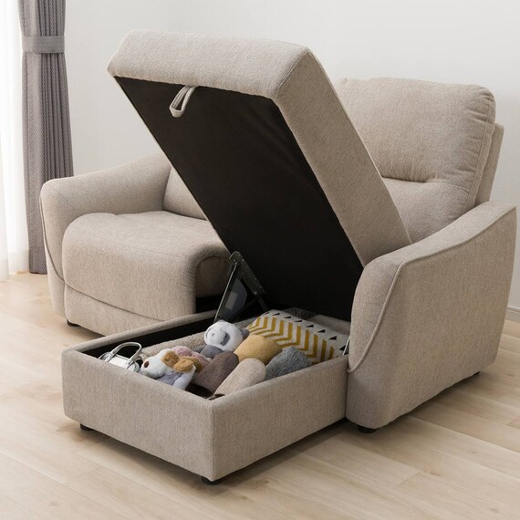 2人掛け電動リクライニングソファ 布張りタイプ(HE02N 左カウチ MO) 3枚目画像