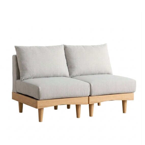 組み合わせできる2Pソファ (FLX ライトグレー / ナチュラル) 2枚目画像
