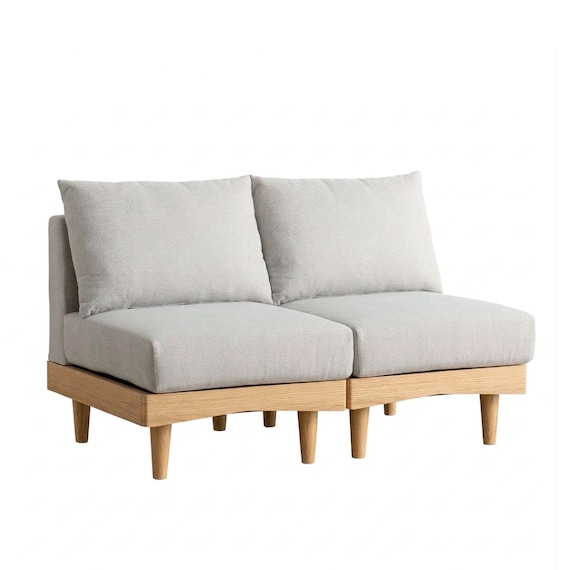 組み合わせできる2Pソファ (FLX ライトグレー / ナチュラル) 2枚目画像