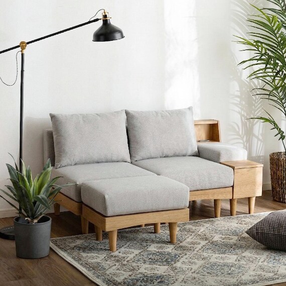 組み合わせできるソファ4点セット (FLX ライトグレー / ナチュラル) 1枚目画像