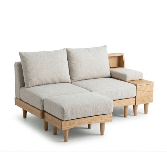 組み合わせできるソファ4点セット (FLX ライトグレー / ナチュラル) 2枚目画像