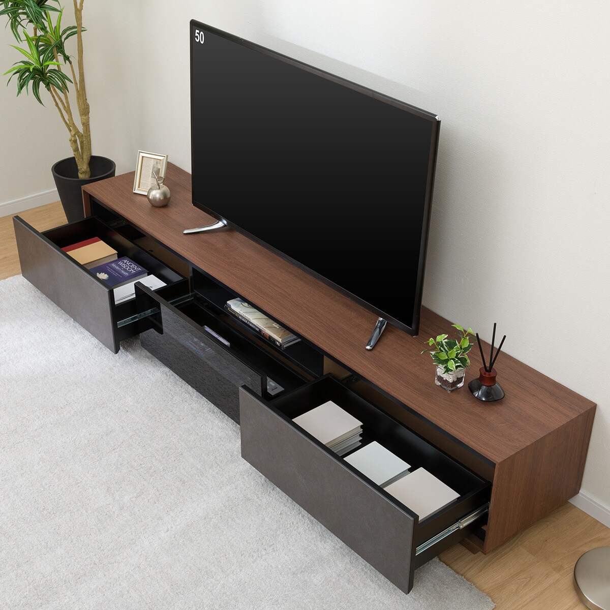 テレビボード　ノーブランド品 ニトリ 幅160 テレビボードセット（ポスティアN160WH