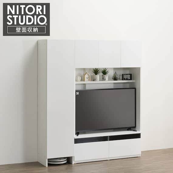 ハイテレビボード2点セット(UF01 120 /トールキャビネット45D-L WH) 1枚目画像