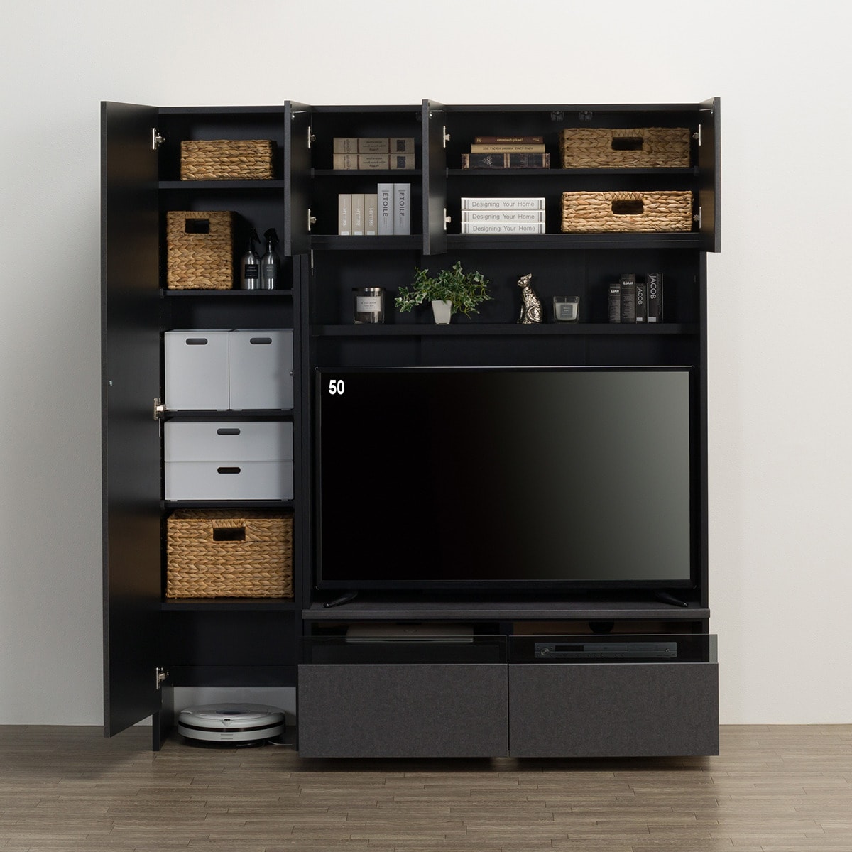 ハイテレビボード2点セット(UF01 120 /トールキャビネット45D-L GY