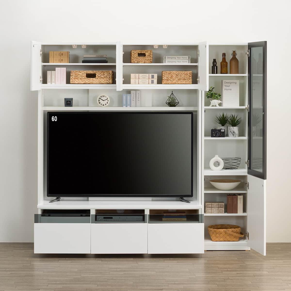 ハイテレビボード2点セット(UF01 150 ガラスキャビネット/ドアCB R45