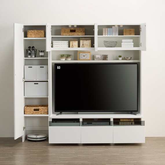 ハイテレビボード2点セット(UF01 150 /トールキャビネット45D-L WH 