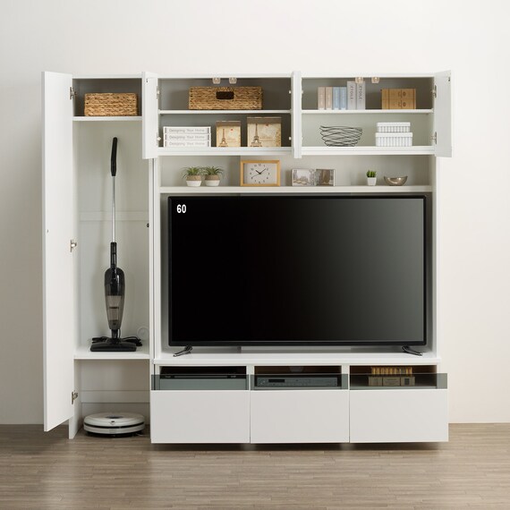 ハイテレビボード2点セット(UF01 150 /トールキャビネット45D-L WH 