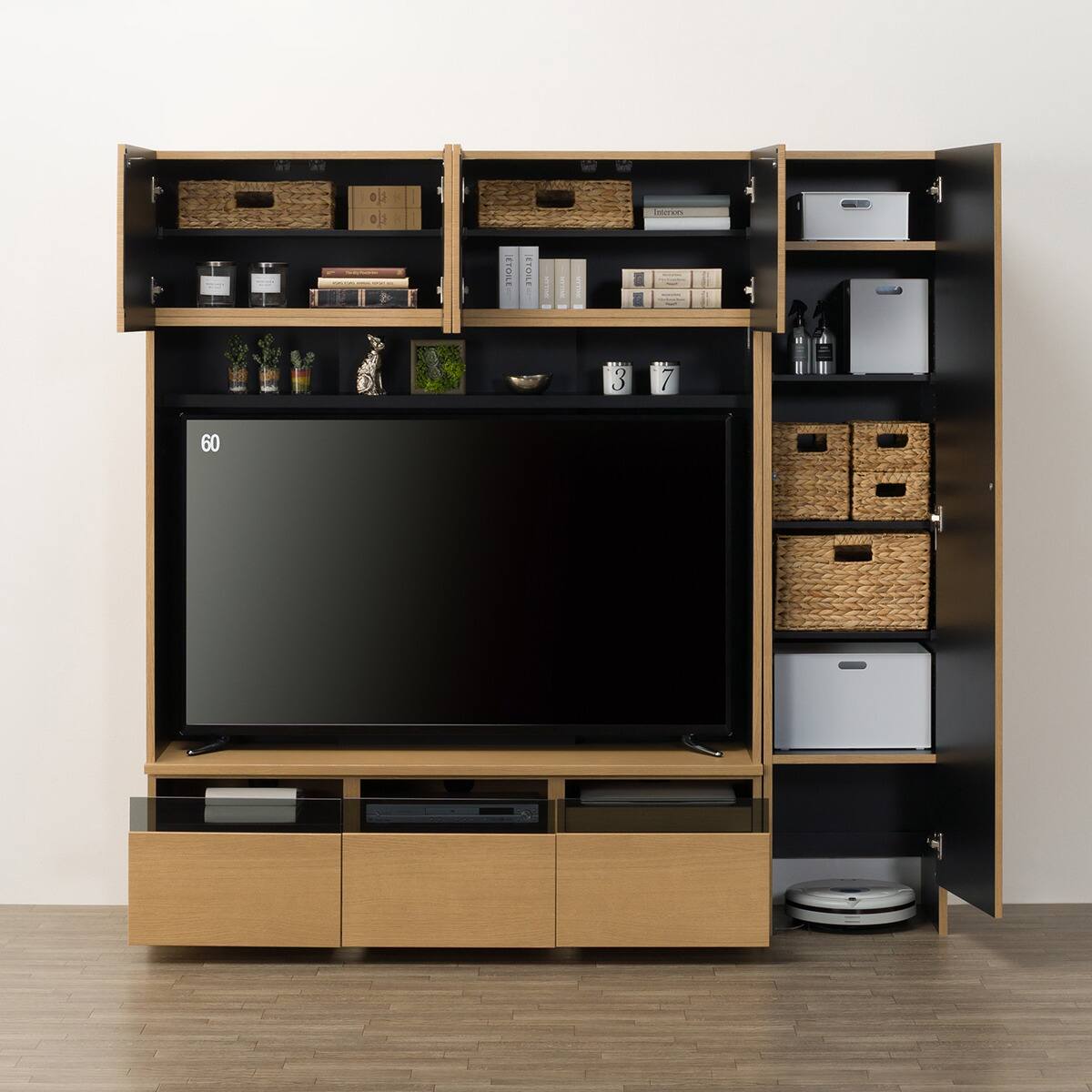 ハイテレビボード2点セット(UF01 150 /トールキャビネット45D-R LBR